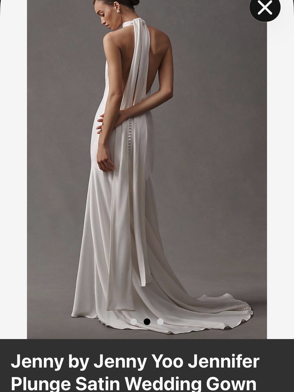 Jenny Yoo Jennifer Plunge satin wedding gown-ivory.
